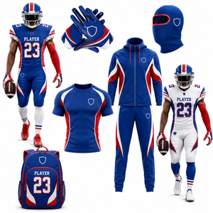 Conjunto de Uniforme de Fútbol Americano Sublimado, Jersey, Pantalones, Guantes, Sudadera con Capucha, Mochila, Spandex/Poliéster 320g, Secado Rápido, Ajustado - Product Image 1