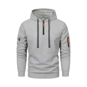 Sweat-shirts et sweats à capuche personnalisés pour hommes – Coupe-vent uni en polaire chaude 100 % coton, idéal pour l'automne et l'hiver, coupe oversize, écologique - Product Image 1