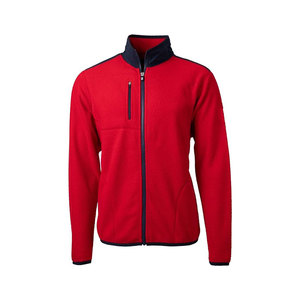 Veste en polaire rouge pour homme, fermeture éclair intégrale, col montant, vêtements décontractés pour l'extérieur, coupe régulière, matière polyester, automne - Product Image 1