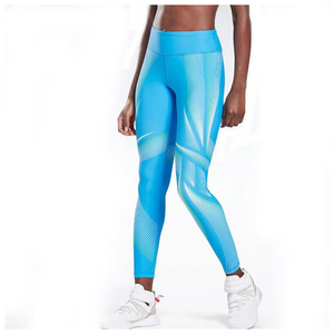 Leggings de cintura alta para mujer, pantalones de yoga elásticos con estampado abstracto azul, pantalones deportivos para entrenamiento físico - Product Image 2