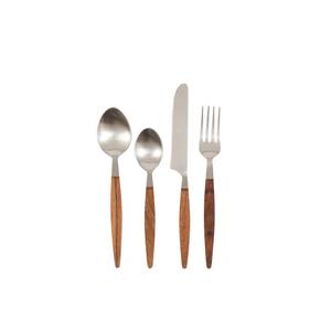 Multipurpose Stainless Steel Cutlery <b>Set</b> With Wooden Handle For Home Office School <b>Lunch</b> And Outdoor Camping - Product Image 2