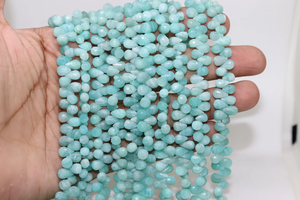 Cuentas de gota facetadas de amazonita, cuentas de piedra de corte lateral Briolette al por mayor en forma de gotas - Product Image 4