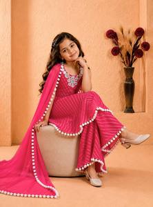 Ensemble indien pakistanais en georgette rose, Anarkali Salwar Kameez brodé réversible avec dupatta pour mariage et festival - Product Image 3