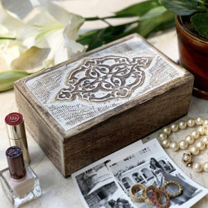 Caja de madera tallada ecológica hecha a mano, organizador decorativo de joyas, almacenamiento de recuerdos para el hogar o la oficina para vendedores en línea - Product Image 5