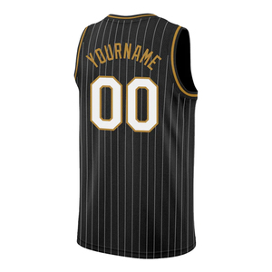 Camiseta de Baloncesto Personalizada de los Golden State, Negra con Rayas Finas, sin Mangas, Impresión por Transferencia de Calor, Unisex, para Adultos - Product Image 3