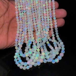 Perles rondes lisses en opale d'Éthiopie AAA, 3-5 mm, perles d'opale naturelle, brin de 16 pouces, perles rondes en opale polie pour la fabrication de bijoux - Product Image 3