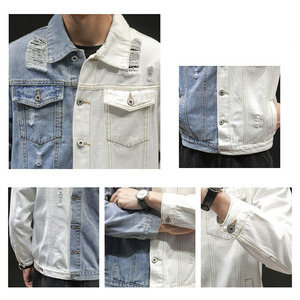 Veste en jean pour femme de haute qualité, décontractée, avec capuche, bleue, en coton respirant, rayée et matelassée - Product Image 6