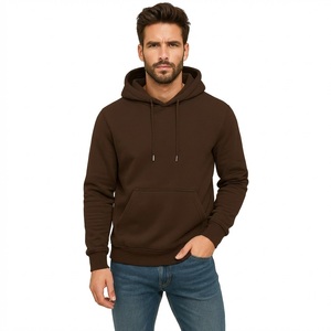 Sweat à capuche unisexe marron vierge pour homme, coupe décontractée, en molleton épais, style streetwear, personnalisable avec logo, vente en gros - Product Image 1