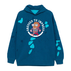 Sudadera con Capucha de Dibujos Animados Dressed To Impress para Hombre, Sudadera de Punto Azul Extra Grande, Estilo Casual de Otoño con Logotipo Estampado en la Parte Delantera - Product Image 1
