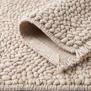 Alfombra Exclusiva Tejida a Mano de Lana Crema Beige, Texturizada con Bucle, Pelo Medio, Moderna, para Sala de Estar, Dormitorio, Entrada, Decoración - Product Image 6