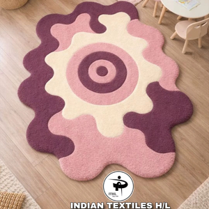 Tapis géométrique de qualité supérieure en laine/viscose tufté à la main / Beige, adapté aux animaux domestiques, antidérapant, à prix avantageux INDIAN TEXTILES H/L - Product Image 1