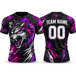 เสื้อรัดกล้ามเนื้อแขนยาวพิมพ์ลายแบบรีดร้อนตามสั่ง สำหรับผู้ชายและผู้หญิง รับผลิตแบบ OEM แบรนด์ส่วนตัว ชุดกีฬา MMA BJJ - Product Image 4