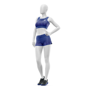 Ensemble de yoga deux pièces pour femmes, dégradé de couleurs, soutien-gorge de sport et short, dos nageur, taille haute, respirant, en Spandex et Polyester - Product Image 4