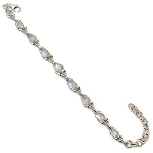 Handmade Genuine Rainbow Moonstone <b>Bracelet</b> Sterling Silver <b>Adjustable</b> Natural Gemstone Jewelry For Women Gift - Product Image 5
