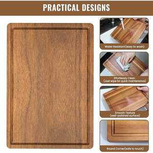 Set of 3 Acacia Wood Cutting Boards for Kitchen Large Juice Groove <b>Chopping</b> <b>Block</b> Charcuterie Board KSN Model KSN-251225-01 - Product Image 4