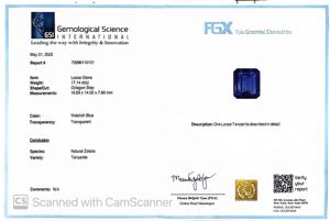 Tanzanite bleue naturelle taille octogonale 17,14 carats certifiée GSI, pierre précieuse de tanzanite chauffée en vrac, qualité AAAA Tanzanie, gemmes bleues de qualité supérieure - Product Image 6