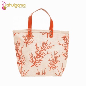 Custom Pattern Hemp Shopping <b>Bag</b> <b>Large</b> Capacity Waterproof Handbag With Cotton Handle Fashionable Jute Material for Gift - Product Image 4