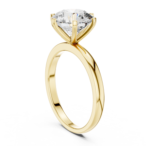 Bague de fiançailles solitaire en moissanite de laboratoire taillée, style Art Déco, classique, sertie de six griffes, en acier inoxydable plaqué or rose, pour demande en mariage - Product Image 2