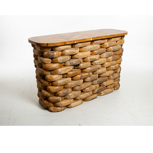 Mesa de Centro ARTERRA Premium Pebble Stack, Muebles para Sala de Estar, Diseño Rústico Moderno en Madera de Teca Hecha a Mano - Product Image 1