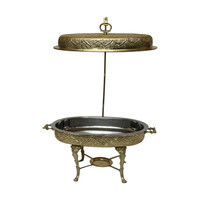 Plat à chafing ovale de luxe en laiton massif avec support suspendu, design fait main, pour buffet d'hôtel et service de repas, idéal pour les fêtes