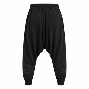 Pantalon de survêtement homme à entrejambe bas, broderie vintage, coupe ample sur mesure, tissu respirant, pour streetwear, nouveauté - Product Image 4