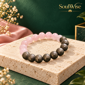 Bracelet vintage perlé en pierre naturelle quartz rose, plaqué bronze antique, bijou unisexe, cadeau - Product Image 6
