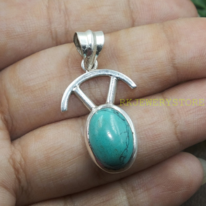 Pendentif ovale en argent Sterling 925, turquoise bleue, fait à la main, bijoux spirituels tribaux minimalistes, cadeau pour femmes et hommes, Art Boho - Product Image 5