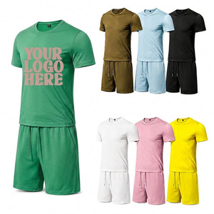 OEM Custom Men's Short Sleeve T-Shirt Shorts <b>Set</b> 2 Piece Summer Sportswear Jogging Suit Breathable 100% Cotton Streetwear 7 - Product Image 2