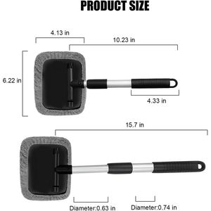 Lavavetri Rettangolare per Auto con Manico Estensibile, 3 Panni in Microfibra Lavabili e Riutilizzabili, Strumento per la Pulizia del Parabrezza dell'Auto - Product Image 1