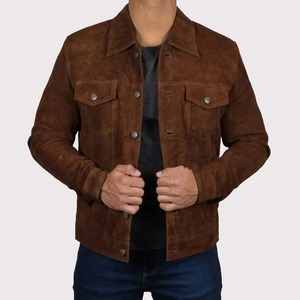 Premium Men's Logan Brown <b>Suede</b> Leather <b>Jacket</b> - Product Image 3