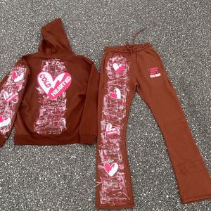 Fashion Unisex Eco-Friendly Reversible Tracksuit <b>Set</b> Acid Wash Winter Casual Breathable Plus Size Solid Pattern Heavyweight - Product Image 3