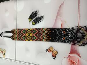 Collier unique en perles de tigre, collier ukrainien Gerdan |   Collier | Unique | Collier pour femme africaine, pour les talentueuses, avec boucles d'oreilles - Product Image 2