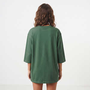 Loose Fit Women's Oversized V Neck Longline Cotton T Shirt Three Quarter Sleeve Lightweight Custom Printed Embroidered Tee - Product Image 6