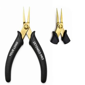 Pinzas de Punta Dorada de Acero Inoxidable para Joyería, Pinzas de Punta Fina con Mango Negro Xurom - Product Image 1