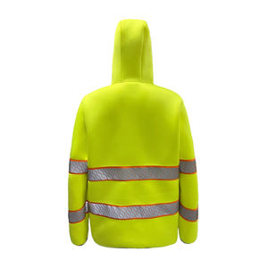 Chaqueta con Capucha de Seguridad Clase 2 para Trabajadores, Precio Bajo, Cantidad Mínima de Pedido Pequeña, Reflectante, Impermeable, de Poliéster y Forro Polar, Alta Visibilidad - Product Image 3