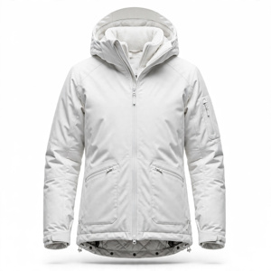 Men's <b>White</b> Stand Puffer <b>Jacket</b> <b>Waterproof</b> Windproof Fleece Lining Zipper Closure Casual Winter Outerwear Regular Fit Solid - Product Image 1