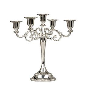 Wholesale Elegant Silver Metal 5 Arm Candelabra Luxury Tabletop <b>Candle</b> <b>Holder</b> Stand For Wedding Party Event Home Hotel Decor - Product Image 1