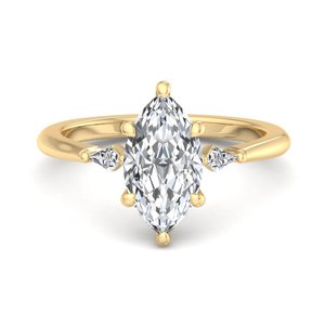 Anillo de Compromiso Femenino de Plata de Ley 925 con Tres Diamantes Moissanite en Forma de Ojo - Product Image 3