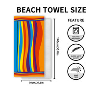 Custom Multicolor Sublimation Striped Beach Towels Microfiber Absorbent Quick Dry Beach Bath Towel with Prints