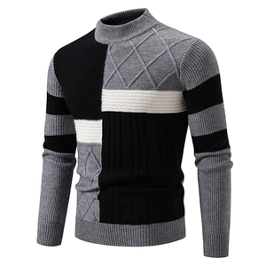 Suéteres de Punto para Hombre, Suéteres con Cuello Redondo y Diseño de Patchwork, Pullovers de Punto, Ropa Casual para Hombre - Product Image 3