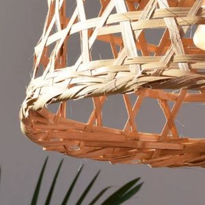 Lustre en bambou fait à la main de grande taille Suspension Style rétro pour hôtel salon décor prêt plafonniers - Product Image 6