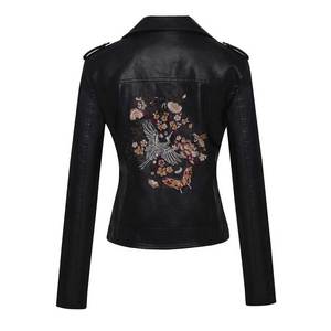 Women's Fashion Studded Perfectly Shaping Faux Leather <b>Biker</b> <b>Jacket</b> Dual Zipper High Street Leather <b>Jackets</b> - Product Image 2