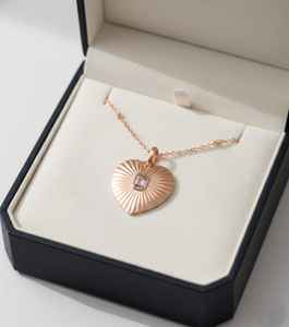 14KT Gold Natural | Lab Grown Octagon Diamond | Gemstone Embossed Heart Pendant <b>Necklace</b> - Product Image 1