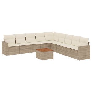 Conjunto de Sofás Modulares Grandes de Ratán Sintético PE Beige para Jardín, Muebles de Jardín Modulares Cómodos - Product Image 2