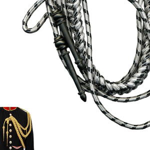 <b>Silver</b> Black Uniform Aiguillette <b>Silver</b> <b>Wire</b> Cord British Aiguillette Gold Braided Metallic Cord With Brass - Product Image 2