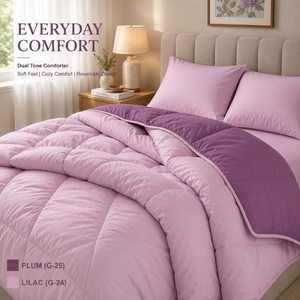 400 GSM Lilac Plum Reversible Dual Tone Microfiber Comforter | Cozy All Season <b>Bedding</b> <b>Quilt</b> for Hotel Resort Bedroom Daily Uses - Product Image 5
