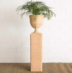 Modern Braided Bohemian Matt Glaze Tall Floor Urn <b>Square</b> Tabletop <b>Vase</b> Handwoven Rattan Eco Friendly Natural Large Capacity - Product Image 4