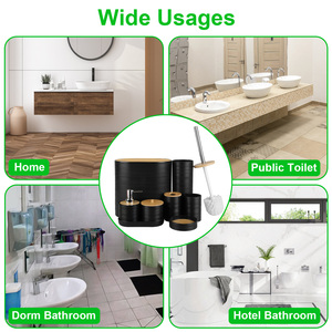 8 pezzi Set di accessori da bagno 5 opzioni di colore-porta bagno porta sapone porta spazzolino da denti portasapone spazzola pulizia wc - Product Image 4