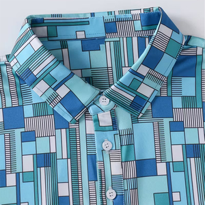 เสื้อโปโลกอล์ฟผู้ชายพิมพ์ลายแบบซับลิเมชั่น ลายเรขาคณิต แขนสั้น โพลีเอสเตอร์ แห้งเร็ว สวมใส่สบาย - Product Image 4