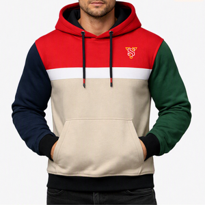 Sudadera con Capucha para Hombre, Diseño Color Block, Corte Regular, Mezcla de Algodón y Poliéster, Felpa Francesa, Ropa Casual de Invierno, con Bolsillos - Product Image 2